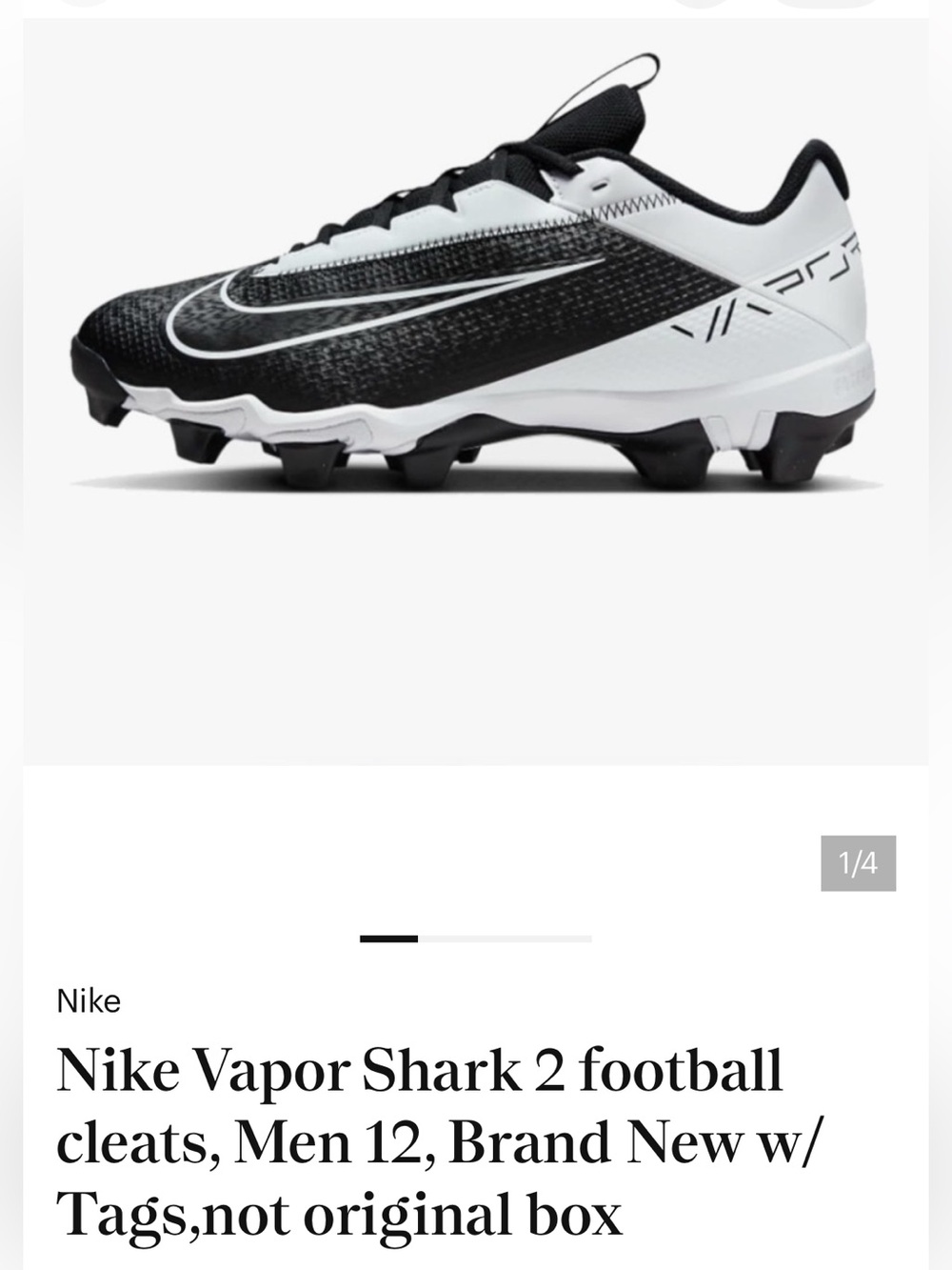 Nike Vapor Shark 2 football cleats, Men 12, Brand New w/ Tags,not original box